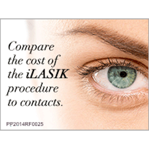 Compare the cost of the iLASIK procedure to contacts